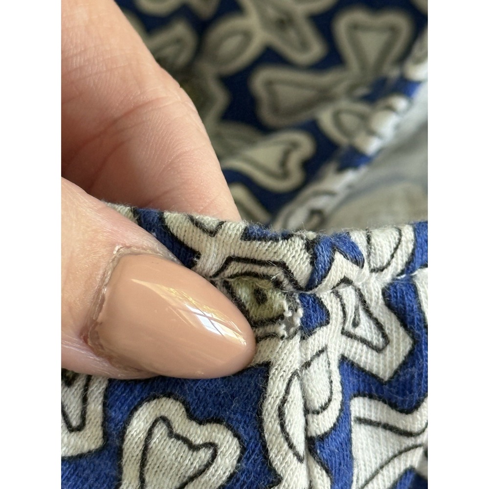 Boden Racer Neck Jersey Dress Size 16-18 Blue Heron Flora Tile Print Midi - Picture 8 of 9